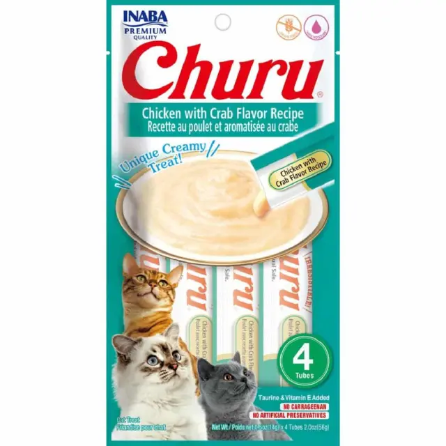 Ciao Churu Λιχουδιά σε Κρέμα με Γεύση Κοτόπουλο & Καβούρι για Γάτες (4x14gr) Μονόχρωμο