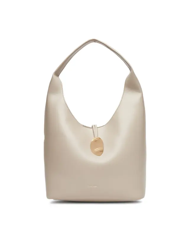 Calvin Klein Γυναικεία Τσάντα Stone Lock Slouchy Small Shoulder Εκρού 2