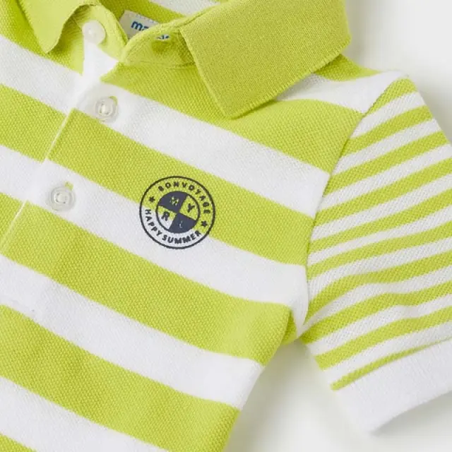 Baby 6 μηνών έως 4 ετών Πόλο κοντομάνικο ρίγες λάιμ - 12M 2