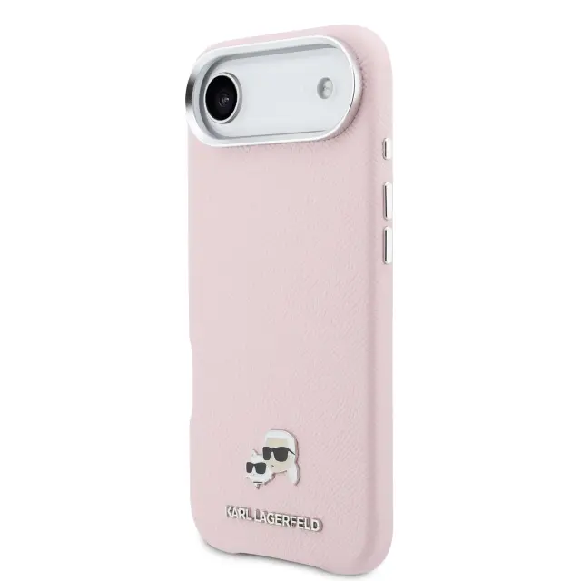 Karl Lagerfeld PU Karl and Choupette Heads Pins MagSafe Case for iPhone Air Pink 2