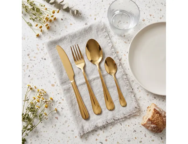Σετ Μαχαιροπίρουνα Excellent Houseware ανοξείδωτα Χρυσά - 16τμχ CC4100730