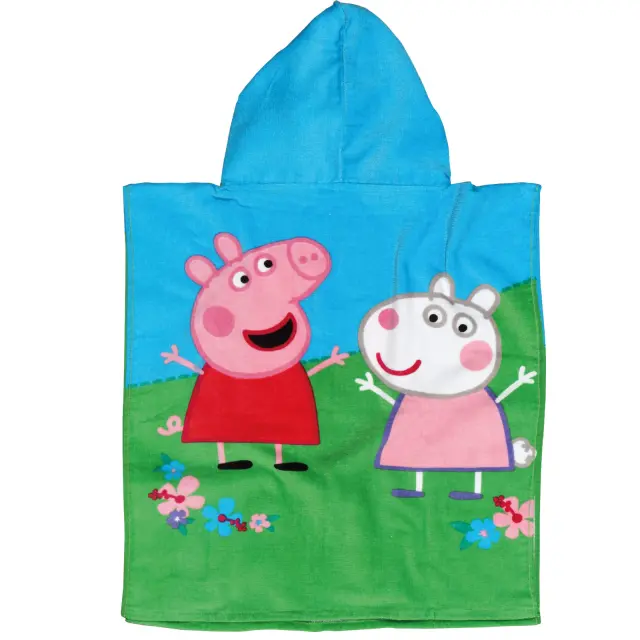 Πόντσο Παιδικό 50Χ115 Cotton Das Home Pegga Pig 5869 Ροζ-Σιέλ-Πράσινο 2
