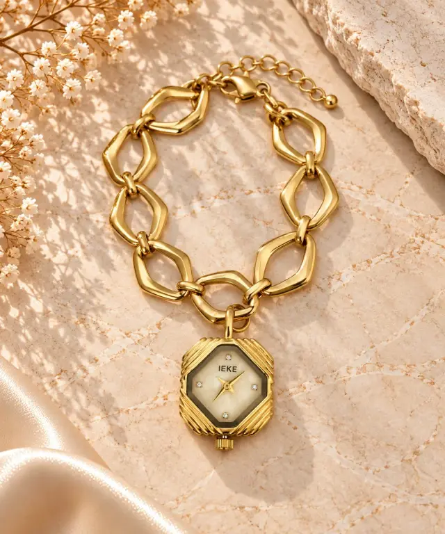 Women’s Geometric Link Stainless Steel Bracelet Watch
