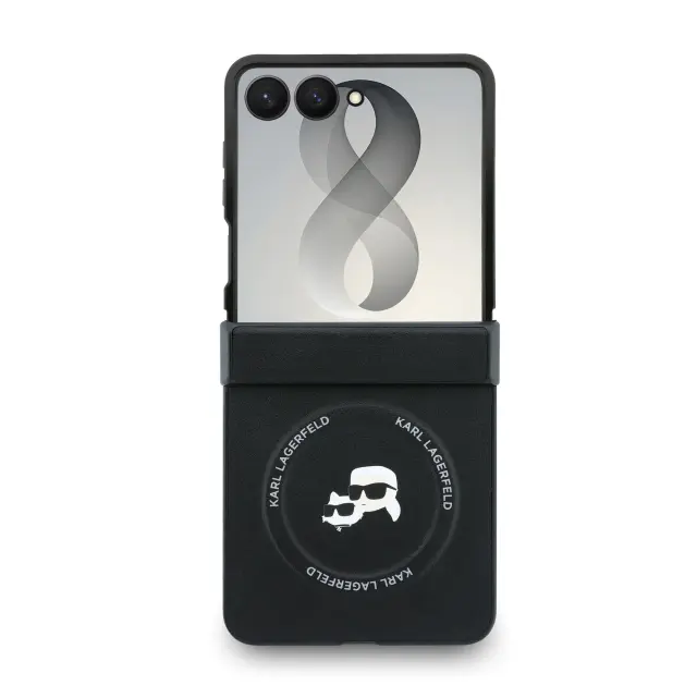 Karl Lagerfeld PU Karl and Choupette Heads Magnetic Case for Samsung Galaxy Z Flip 8 Black 2