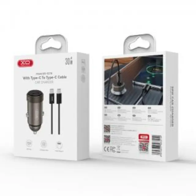 Universal φορτιστής αυτοκινήτου USB-C και με αποσπώμενο καλώδιο, σε γκρι χρώμα 3