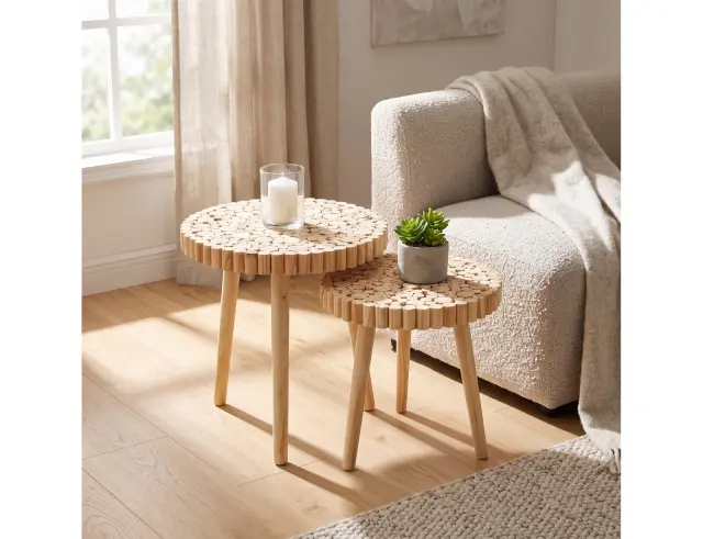 Σετ Τραπεζάκια Βοηθητικά Home Deco Factory με διαστάσεις 40x40cm και 35x35cm - ΜDF & Ξύλο - Aπόχρωση ξύλου - 2 τεμάχια HD5208