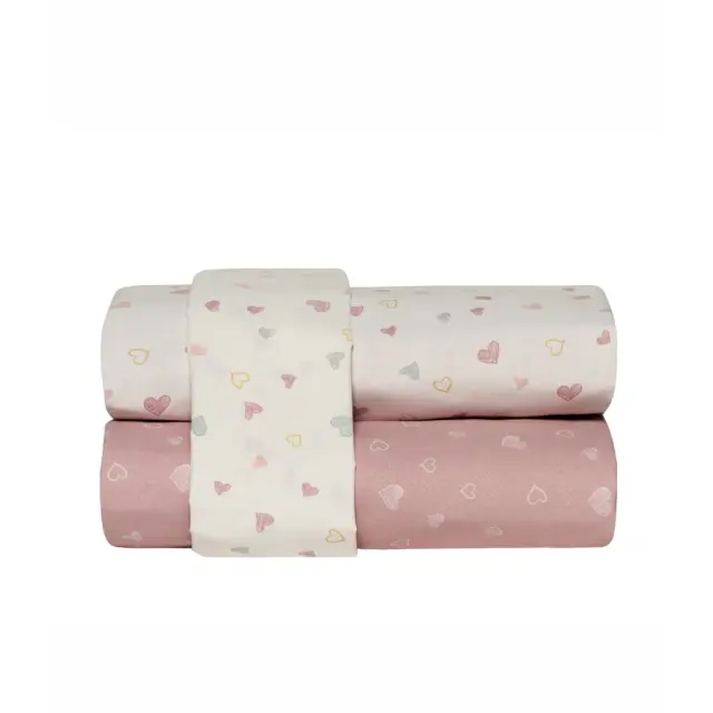 Σετ Παιδικά Σεντόνια Μονά 3 Τεμαχίων Kentia Matera 18 White-Dusty Pink- Veraman- Golden 160x245 3