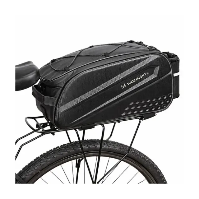 Wozinsky Bike Trunk Bag with Long Strap and Expandable Side Pockets Black