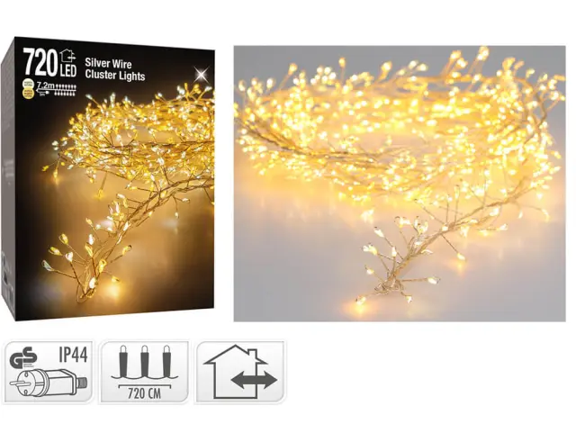 Deco 720 Φωτάκια MicroLED - 7.2 Μέτρα + 5 Μέτρα σύνδεσης , Πυκνή Διάταξη, Ασημί συρμάτινο καλώδιο - Θερμό λευκό AX8717660