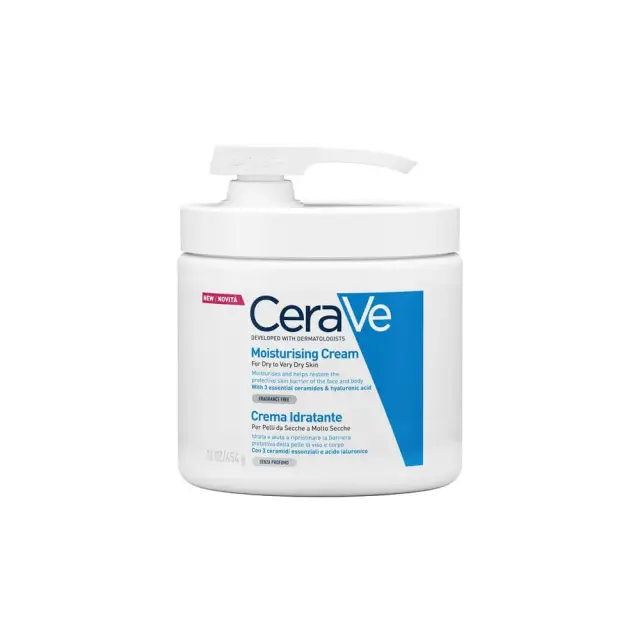 CeraVe Moisturizing Cream, Ενυδατική Κρέμα Προσώπου και Σώματος για Ξηρό έως Πολύ Ξηρό Δέρμα με Ceramides και Υαλουρονικό Οξύ 454gr