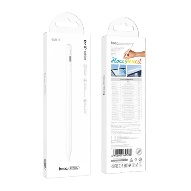 Hoco GM114 Smart Active Pen Συμβατό με iPad 2018 και μετά 130mAh και Διάρκεια Χρήσης έως 14 Ώρες Λευκό