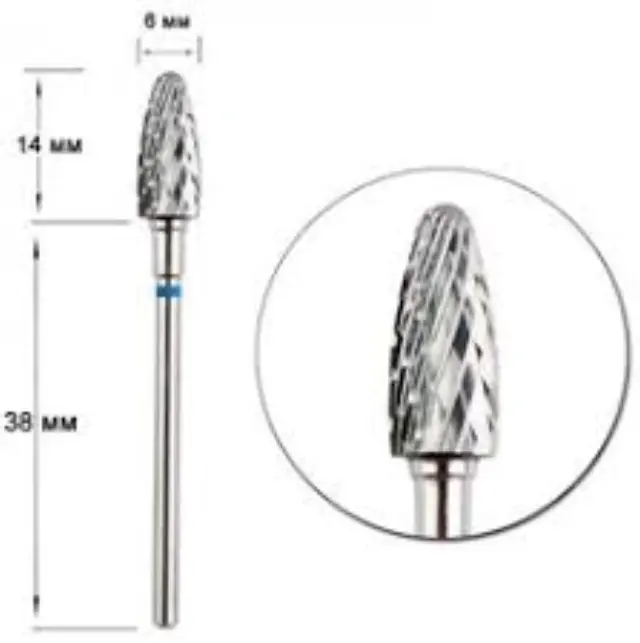 Carbide nail drill bit corn blue 6mm/14mm Staleks FT90B060/14 2
