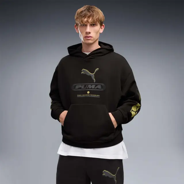 Puma Men's Sport Street Boxy Graphic Fleece Hoodie Μαύρο 694322-01 (Puma)