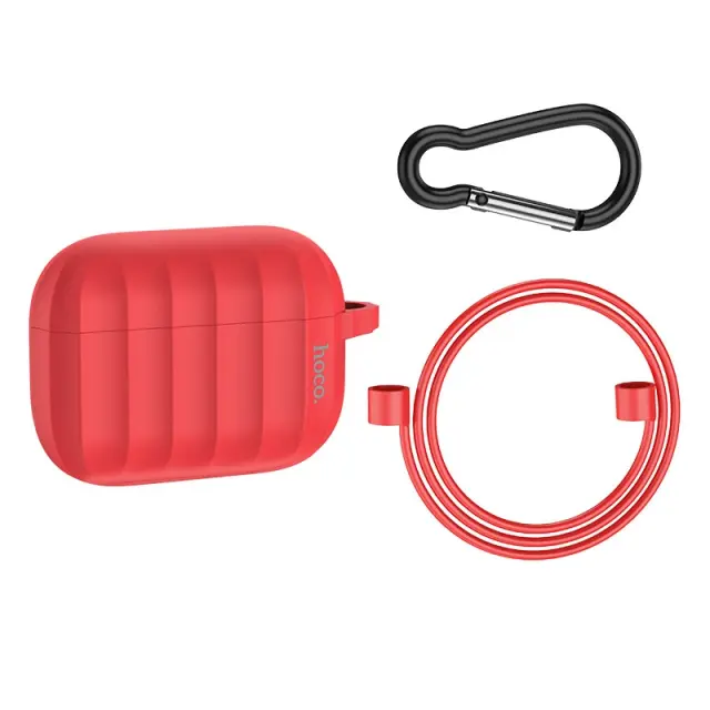 Θήκη Hoco WB22 Glory Series Silicone Protective Case Κόκκινο για AirPods 2021 (3ης γενιάς) με Γάντζο 3