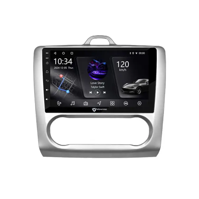 VenCore Οθόνη Multimedia Android 15 9" PX5S Octa-Core 2GB/32GB IPS με Πρόσοψη, CarPlay, Android Auto και Υποστήριξη Κάμερας 360° για Ford Focus Auto A/C 2004-2015 – Ασημί (3236-10005-0041SA) 2