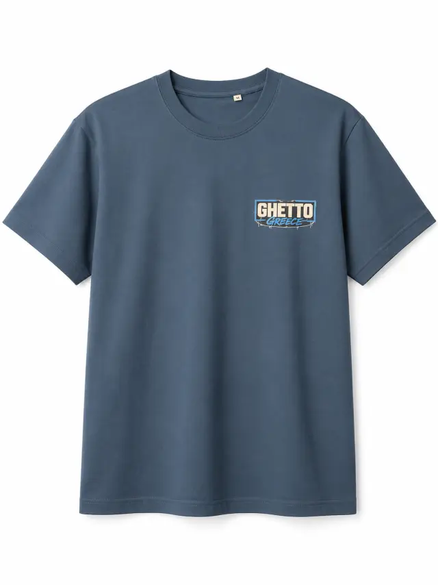 Ghetto Greece Logo T-Shirt – Blue Petrol - Regular Fit | 100% Cotton