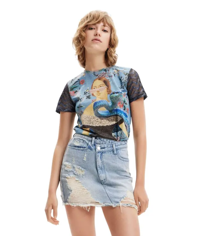 Desigual - Γυναικείο T-shirt Filipa 23SWTKBA-5000 Γαλάζιο 2