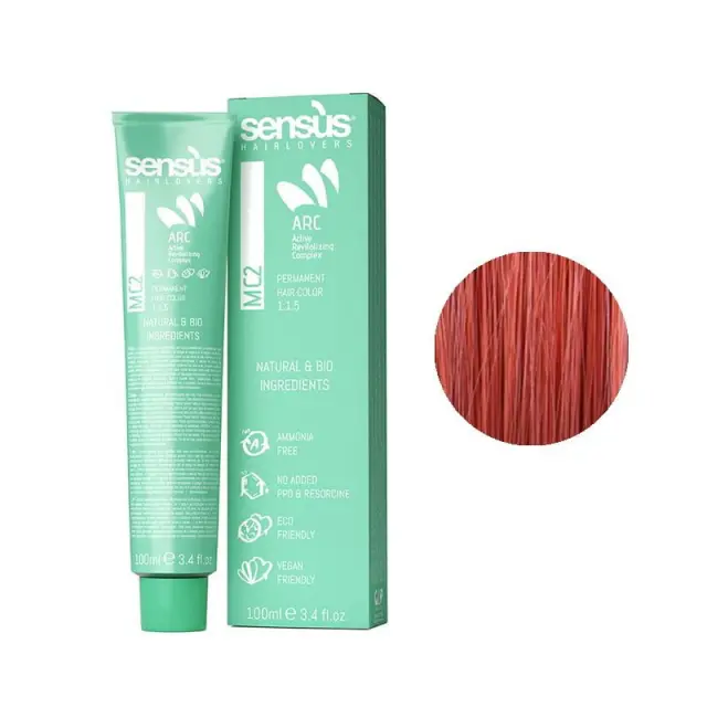 Sensus MC2 Permanent Hair Color 7.55 Intense Red Blonde 100ml - (μόνιμη βαφή χωρίς αμμωνία έντονο κόκκινο ξανθό)