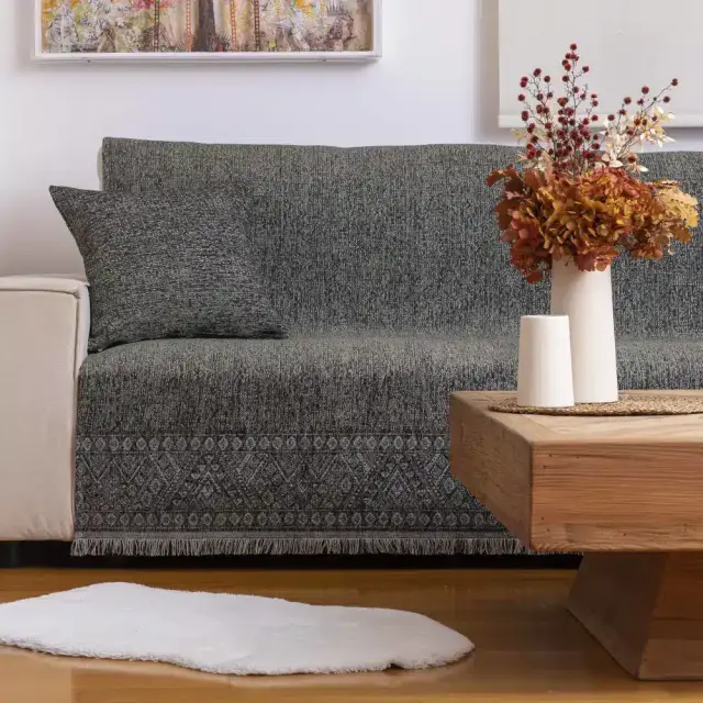 Ριχτάρι Σενίλ Τριθέσιο Terra Borea Home Textiles - Μπεζ - 180 x 300 cm 3