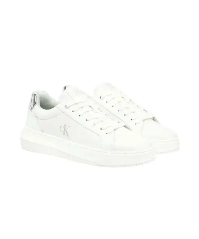 Calvin Klein- Γυναικεία Δερμάτινα Sneakers Chunky Cupsole Low Mg YW0YW01769-0LI Λευκό 2