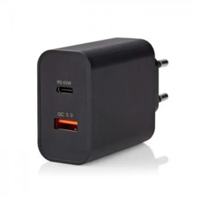 Universal φορτιστής με 2 εξόδους USB-A & USB-C, 3.25A, σε μαύρο χρώμα. 2
