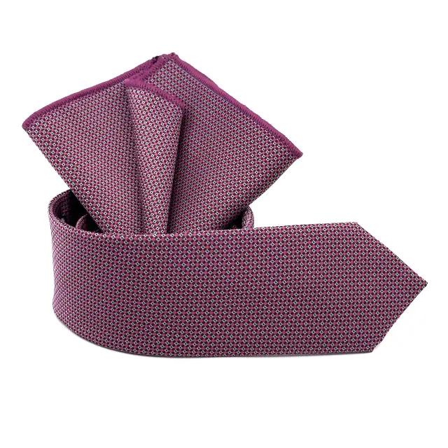 Γραβάτα Microfiber σε Κόκκινο Φόντο Σετ με Μαντηλάκι 2