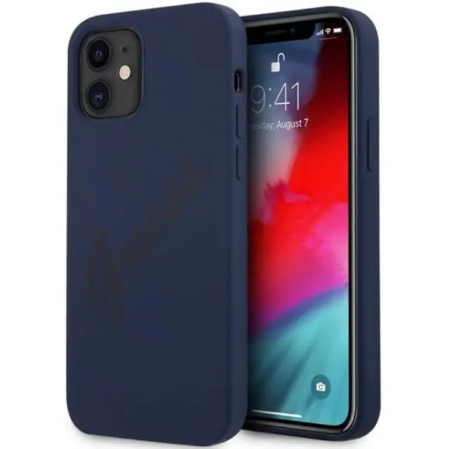 Guess Vintage Back Cover Σιλικόνης Μπλε Script (iPhone 12 mini)
