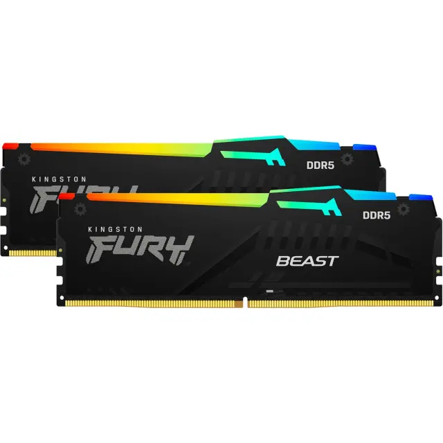 Kingston DIMM 32 GB DDR5-5600 (2x 16 GB) Dual-Kit (black, KF556C36BBEAK2-32, FURY Beast RGB, INTEL XMP, AMD EXPO)