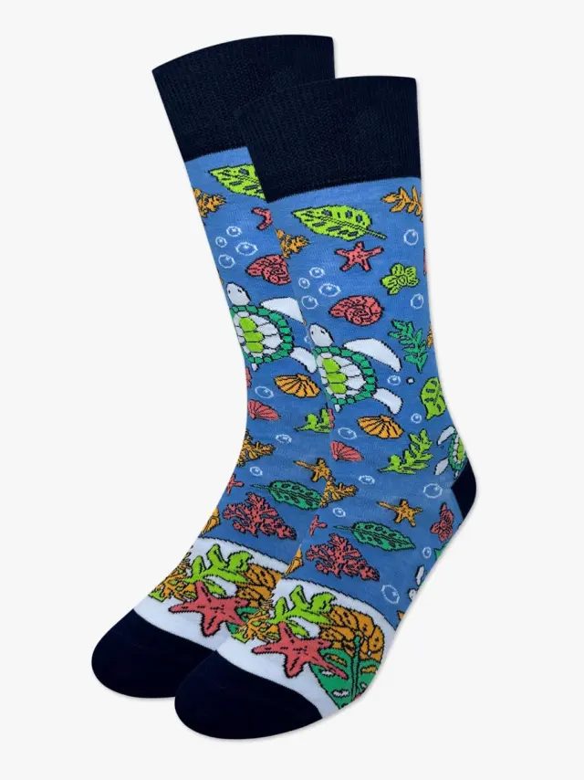 NODO Βαμβακερή Κάλτσα με Σχέδια Corals and Turtles Caretta Caretta 2