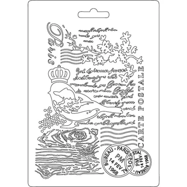 Καλούπι εύκαμπτο A5, 15x21cm, Stamperia, Butterfly and manuscripts