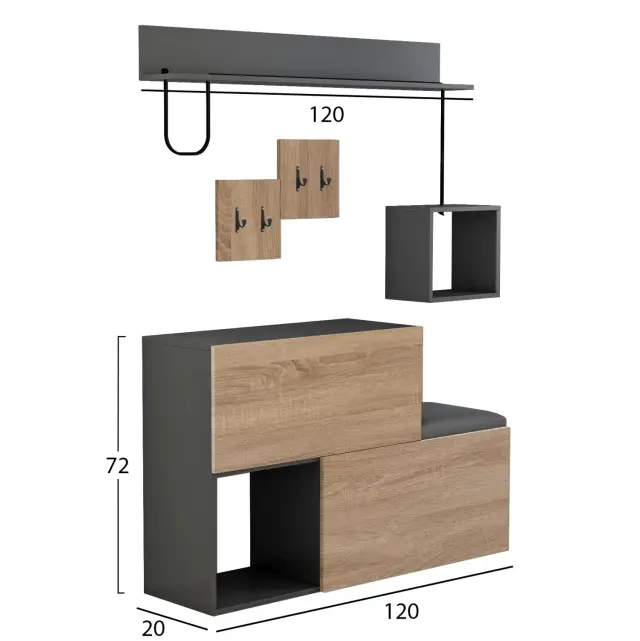 ΕΠΙΠΛΟ ΕΙΣΟΔΟΥ FB98957.11 ΜΕΛΑΜΙΝΗ ΣΕ SONAMA-ΓΚΡΙ 120x20x72Υ εκ. 2