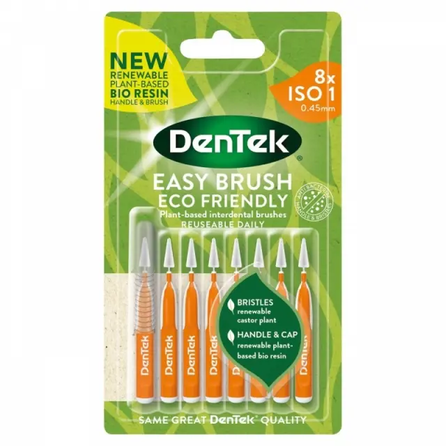 Dentek Easy Brush Interdental Brushes Size/ISO 1 Μεσοδόντια Βουρτσάκια με Λαβή 0,45mm 8τμχ