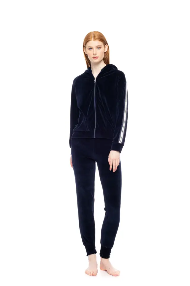 W1865 - Yacht Blue - TRUCKSUIT VELVET OFF WHITE STRIPE