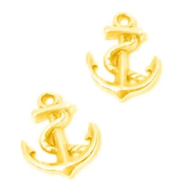 Μεταλλικό Χυτό Μοτίφ Άγκυρα, 24K Gold Plated, 12x13mm - 6τεμ