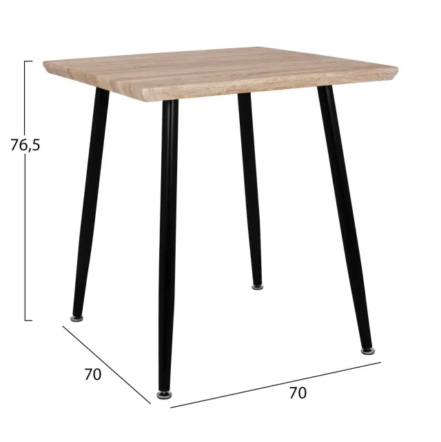 ΤΡΑΠΕΖΙ ΤΡΑΠΕΖΑΡΙΑΣ FB98335.01, 70Χ70X76.5, SONOMA, ΜΑΥΡΑ ΠΟΔΙΑ 2