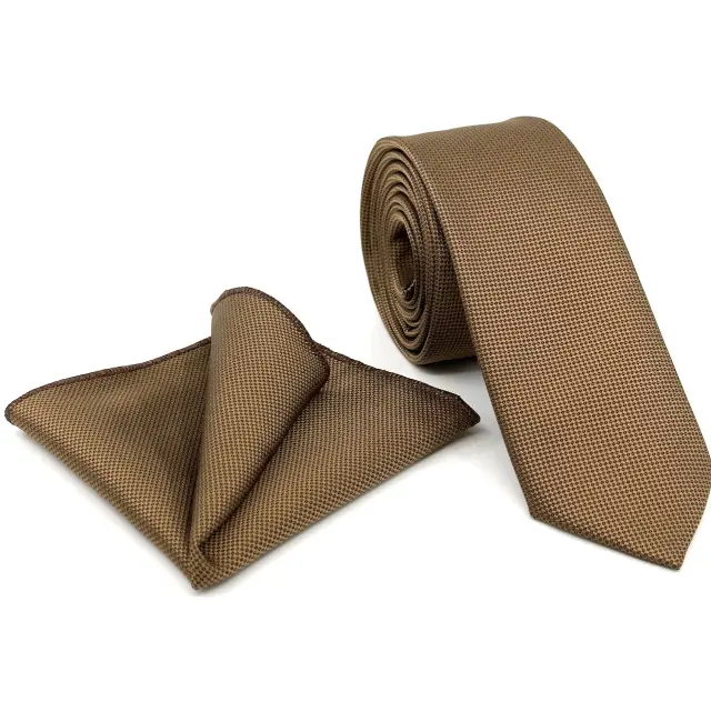 Ταμπά Camel Γραβάτα Oxford 6,5 cm με Ασορτί Μαντήλι