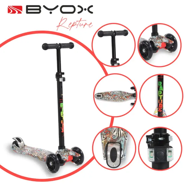 Byox Rapture Τρίτροχο Πατίνι με Φωτιζόμενες Ρόδες Turquoise 3+ Ετών
