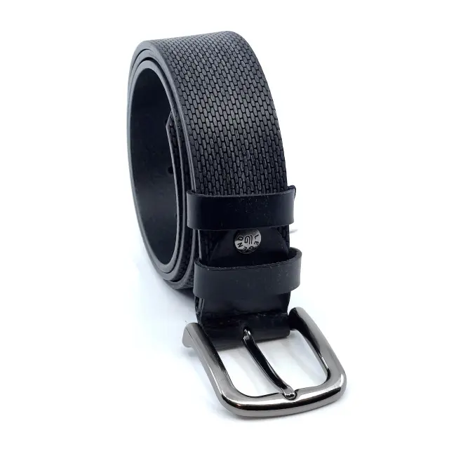 Μαύρη Δερμάτινη Ζώνη Full Grain 4 cm 3
