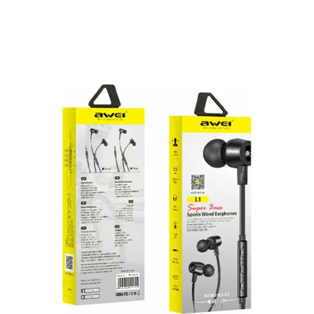Awei Superbass L1 In-ear Handsfree με Βύσμα 3.5mm Μαύρο 3