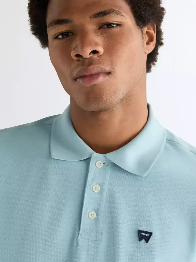 Wrangler Ανδρικό Pique Polo Shirt 112378001 – Light Cyan - S 3