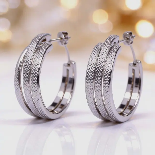 Layered Silver Hoop Earrings