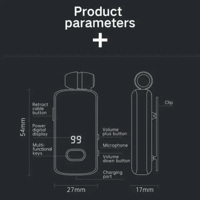 In-ear Bluetooth Handsfree ακουστικό Fineblue F580 Μαύρο με οθόνη 2