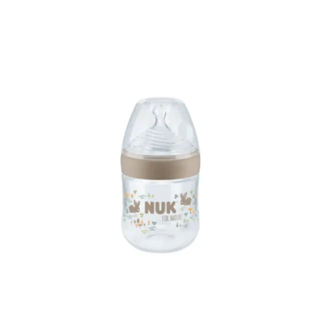 Nuk For Nature Πλαστικό Μπιμπερό Κατά των Κολικών με Θηλή Σιλικόνης για 0-6 μηνών 150ml Μπεζ (10.743.075), 1 τμχ