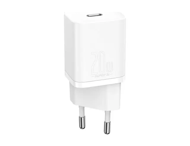 Baseus Φορτιστής Χωρίς Καλώδιο με Θύρα USB-C 20W Power Delivery Λευκός (Super Si) (CCSUP-B02) (BASCCSUPB02)