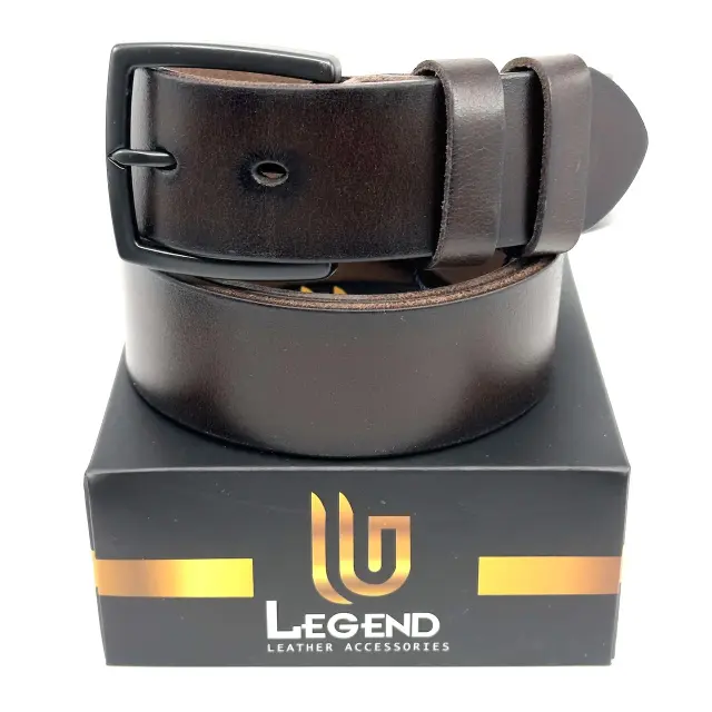 Καφέ Δερμάτινη Ζώνη Calfskin 4 cm 2
