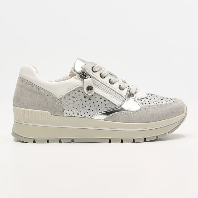 Imac Sneakers Γυναικείο δέρμα/δέρμα Nubuck Ασημί IMA/557050 ARGENTO/METAL