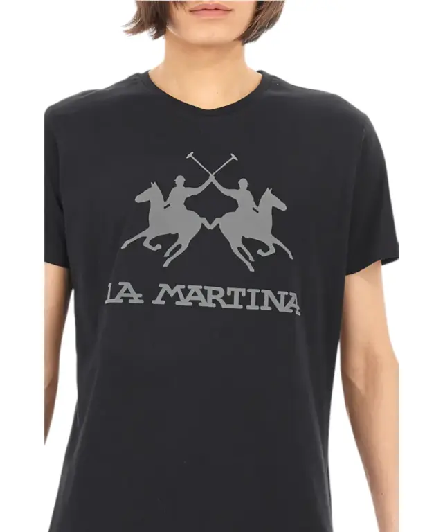 La Martina - Ανδρικό T-Shirt Regular Fit CCMR05-JS206-09999 Mαύρο 3