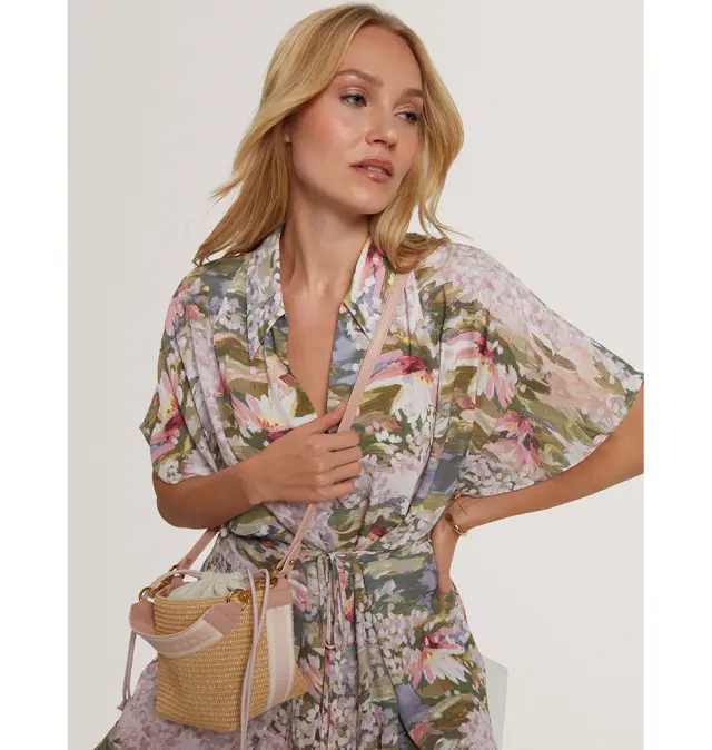 Τσάντα TED BAKER Raffyna Raffia Bucket Bag 284053 Ροζ 2