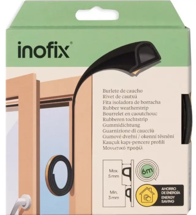 ΤΥΠΟΥ P ΑΕΡΟΣΤΟΠ ΛΑΣΤΙΧΟ ΠΟΡΤΑΣ INOFIX 2116 6000Χ350MM Μαύρο