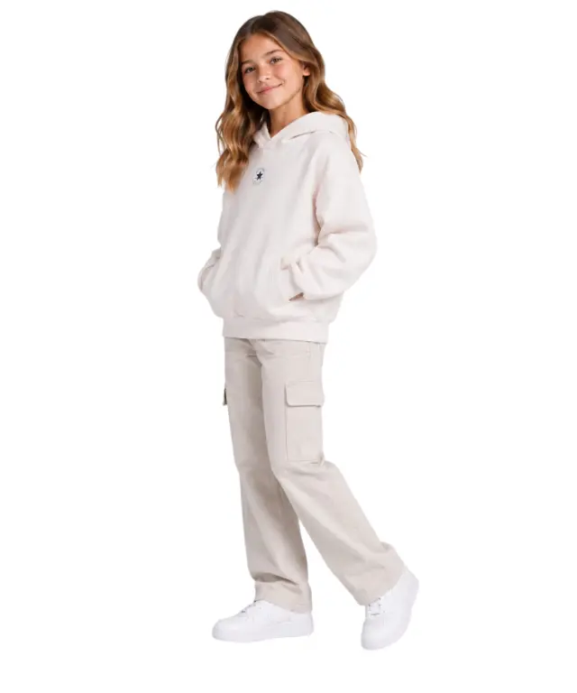 Converse - Παιδική Μπλούζα Φούτερ με Κουκούλα 4CK120-W70 Λευκό 3